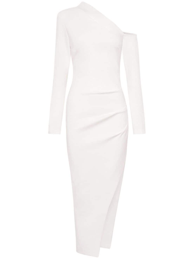 Nicholas Shiloh One-shoulder Midi Dress In Milk