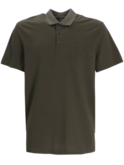 Armani Exchange Logo-embossed Cotton Polo Shirt In Green