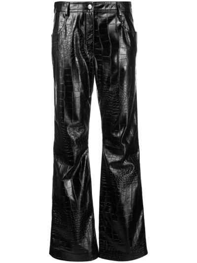 Msgm Patent Straight-leg Trousers In Black