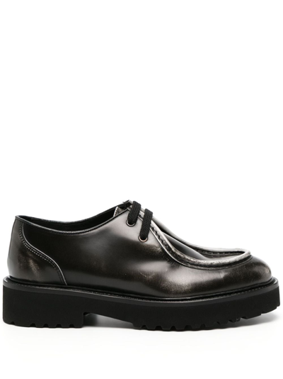 Doucal's Lace-up Leather Loafers In Black