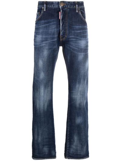 Dsquared2 Low-rise Straight-leg Jeans In Dark Blue