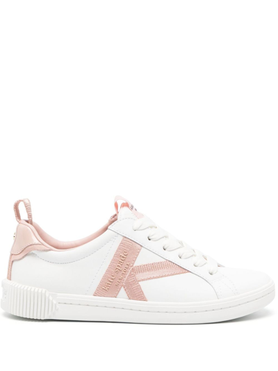 Kate Spade Colour-block Leather Sneakers In White