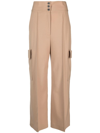 Msgm High-waisted Cargo Pants In Neutrals