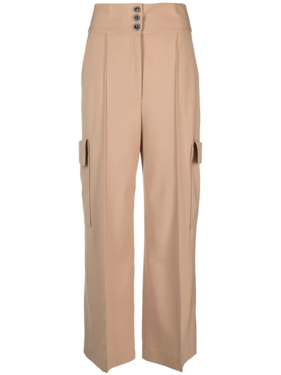 Msgm High-waisted Cargo Pants In Neutrals