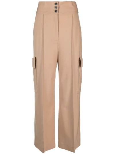 Msgm High-waisted Cargo Pants In Beige
