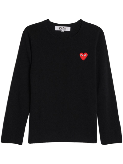 Comme Des Garçons Play Logo-patch Cotton Jumper In Black