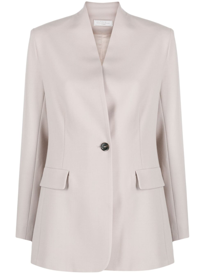 Antonelli Collarless Single-breasted Blazer In Neutrals