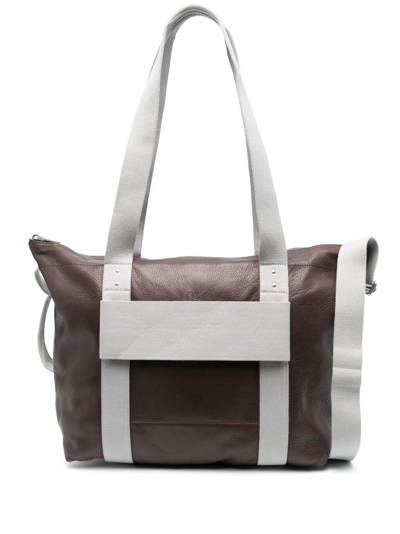 Rick Owens Luxor Contrasting-web Strap Shoulder Bag In Brown