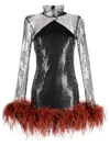 TALLER MARMO TINA FEATHER-TRIM SEQUINNED MINIDRESS