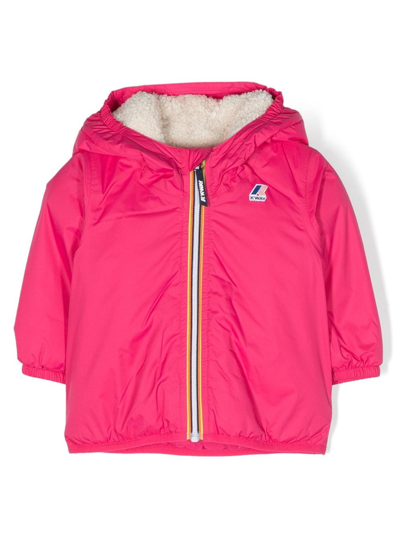 K-way Babies' Logo-patch Hooded Jacket In Pink