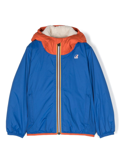 K-way Kids' Colour-block Hooded Jacket In Orange