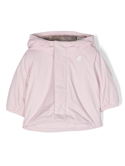 K-way Babies' Logo-patch Hooded Jacket In Pink