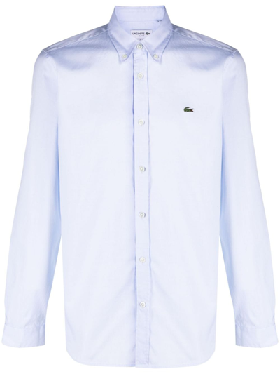 Lacoste Logo-patch Cotton Shirt In Blue