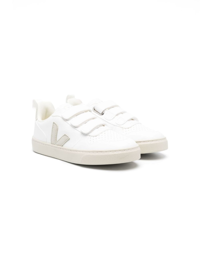 Veja Kids' V 10 Cwl Touch-strap Sneakers In White