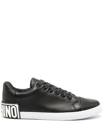 Moschino Maxilogo Leather Trainers In Black