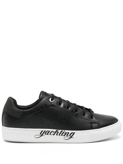 Paul & Shark Logo-print Low-top Sneakers In Black