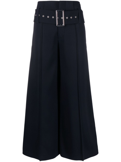 10 Corso Como Wide-leg Belted-wais Trousers In Blue