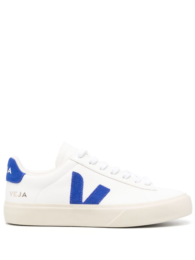 Veja Campo Chromefree Leather Extra White Paros Trainers In Blue Patent