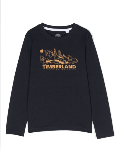 Timberland Kids' Blue T-shirt For Boy With Logo