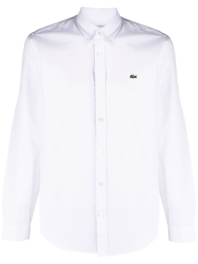 Lacoste Logo-patch Cotton Shirt In White