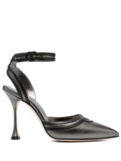 Manolo Blahnik Chonga 105mm Leather Pumps In Grey