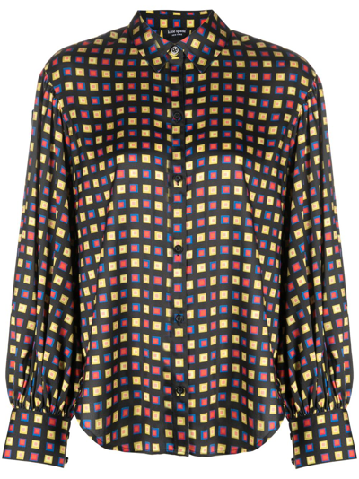 Kate Spade Geometric-pattern Long-sleeves Shirt In Black