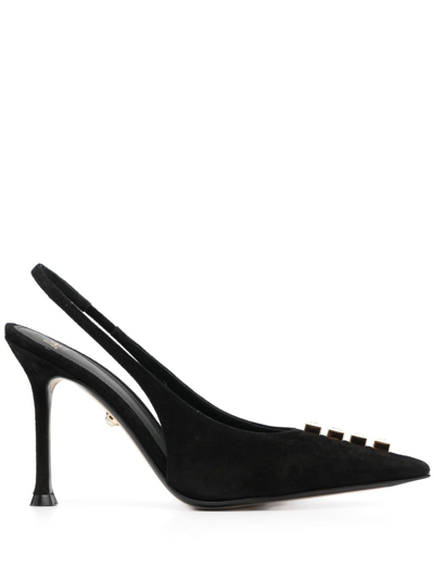 Alevì Crystal-embellished 105mm Suede Slingbacks In Black