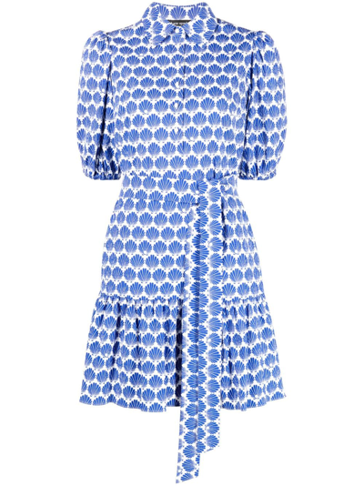 Kate Spade Shells Lake Dress In Blueberry/cream | ModeSens