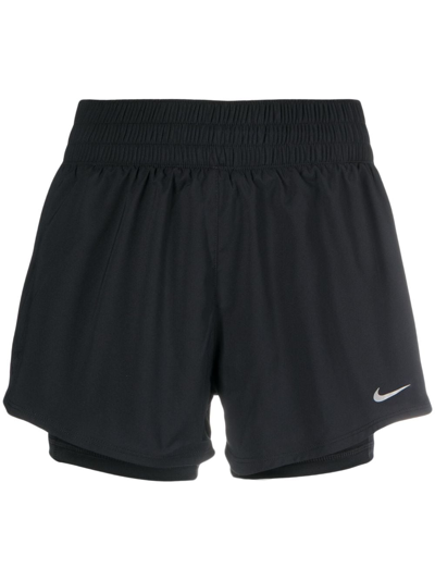 Nike Logo-print Layered Shorts In Black
