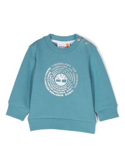 Timberland Light-blue Sweatshirt For Baby Boy With Printed Logo