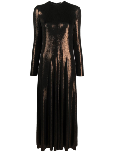 Forte Forte Laminated Long Dress In Brown