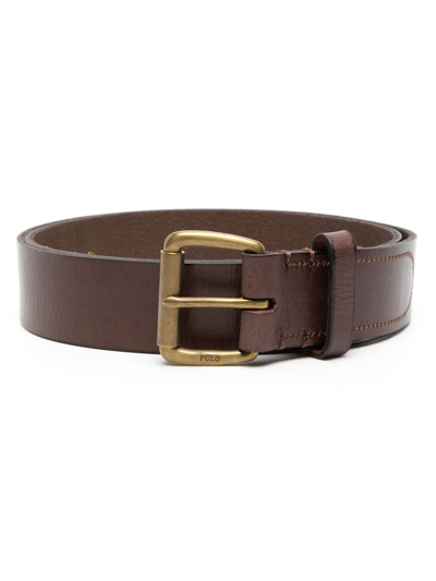 Polo Ralph Lauren Tumbled Leather Belt In Brown