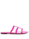 Valentino Rockstud-embellished Slip-on Sandals In Pink