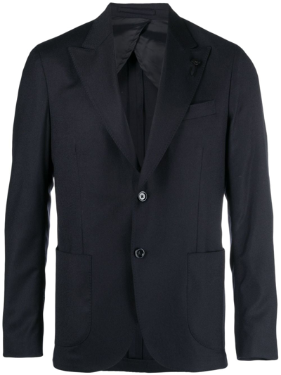 Lardini Floral-appliqué Blazer In Blue