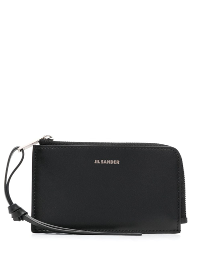 Jil Sander Embossed-logo Leather Wallet In Black