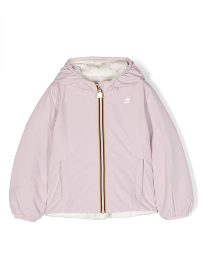 K-way Kids' Logo-patch Zip-up Jacket In Pink