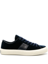 TOM FORD CAMBRIDGE CROCODILE-EFFECT LEATHER SNEAKERS