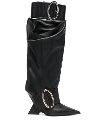 Attico Dada 100mm Slouchy Boots In Black