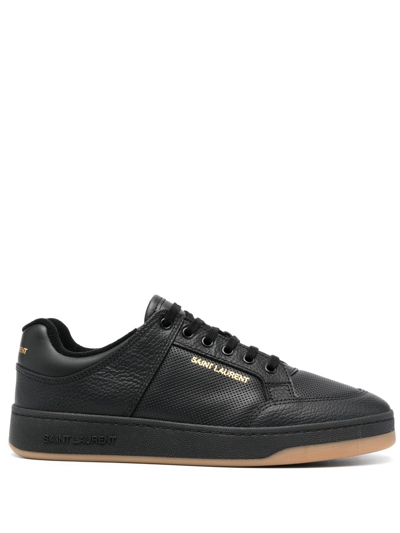 Saint Laurent Sl/61 Leather Sneakers With Perforations In Black