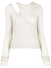 Rick Owens Cut-out Long-sleeves Top In Grey