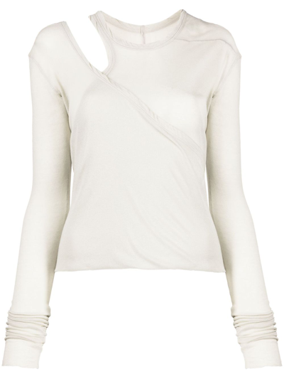 Rick Owens Cut-out Long-sleeves Top In Grey