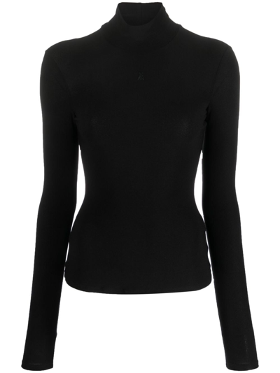 Patrizia Pepe High-neck Crepe T-shirt In Black