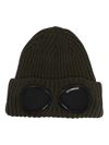 C.p. Company Green Goggle Beanie With Turn-up Brim In Cotton Man In Green