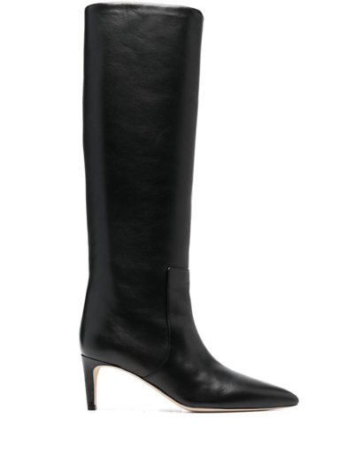 Paris Texas 60mm Stiletto Tall Leather Boots In Black