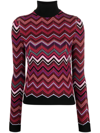 Missoni Zig-zag Knit Turtleneck Sweater In Red