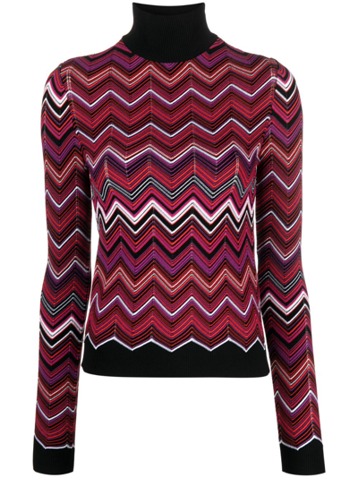 Missoni Zig-zag Knit Turtleneck Sweater In Multicolor