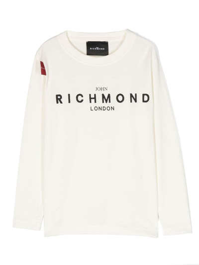 John Richmond Junior Kids' Rikigi Logo-embroidery T-shirt In White