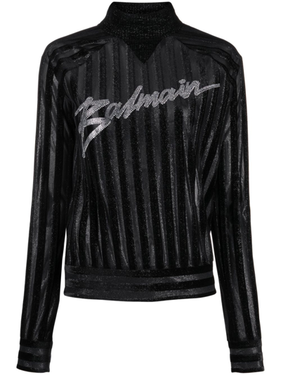 Balmain Logo-embellished Sweatshirt In Black