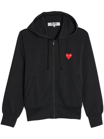 Comme Des Garçons Play Logo-patch Zipped Hoodie In Black