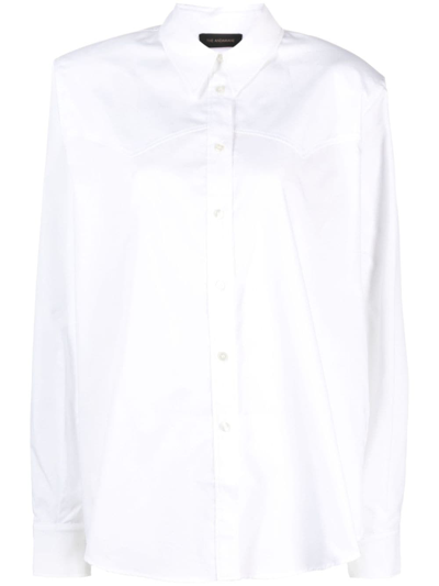 The Andamane Padded-shoulders Cotton Shirt In White